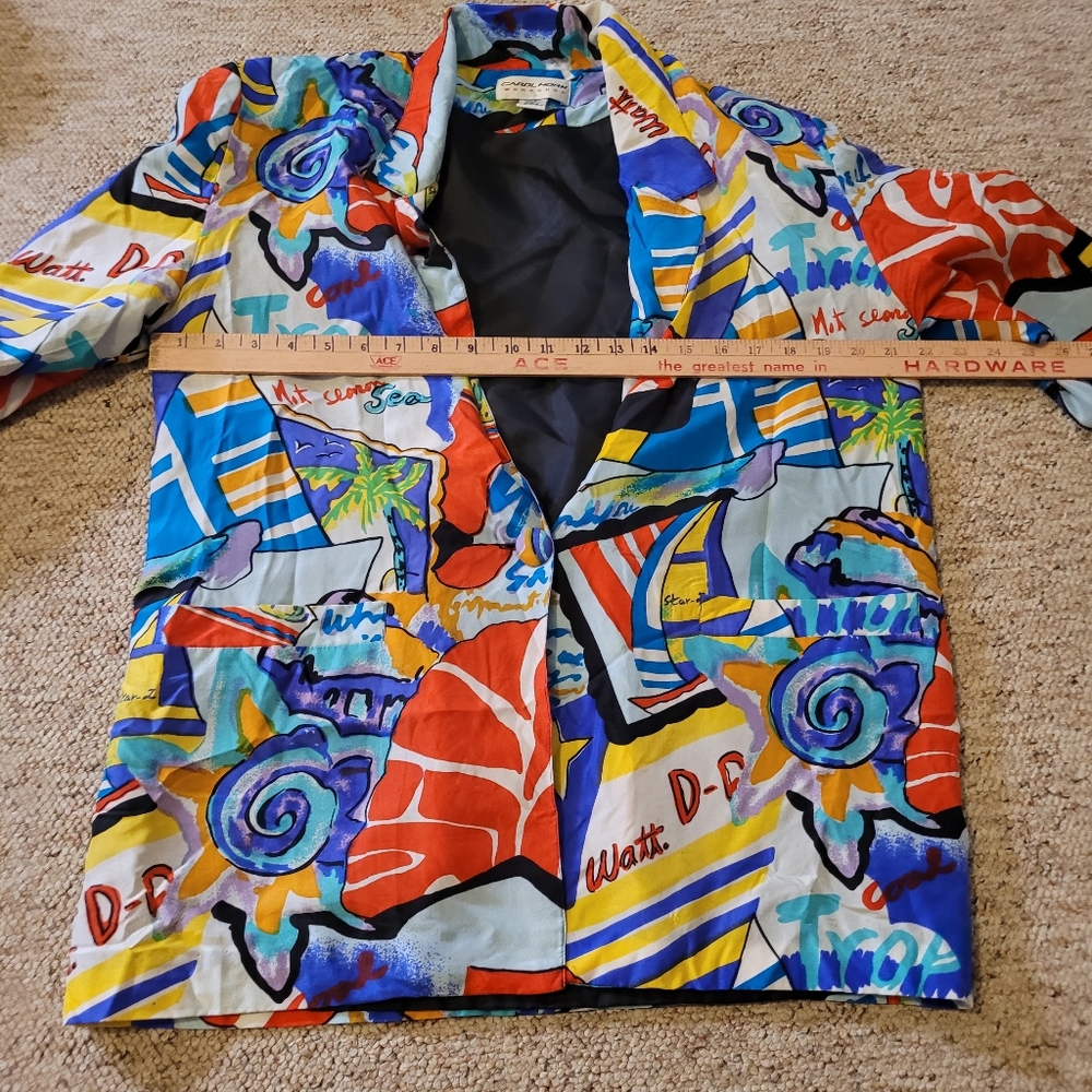 Vintage Carol Horn Workshop 100% Silk Blazer Ocean Cruise 80s - Picture 12 of 14